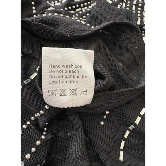 NWT Mew Mews Black Rhinestone Maxi Evening Statement Dress M New Years Eve NEW - Picture 14 of 16